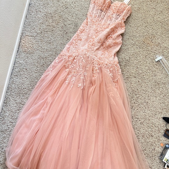 Jovani Blush Mermaid Sleeveless Sequin Sheer Corset‎ Formal Long Prom Gown SZ 10 - Picture 12 of 12